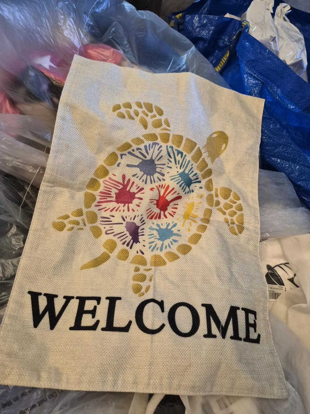 Welcome Sea Turtle Beach Flag- Multicolor